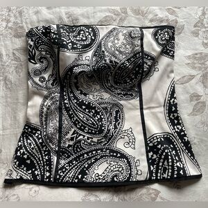 Y2K Black White Paisley Strapless Bustier Corset Crop Top 2 Vamp Whimsigoth